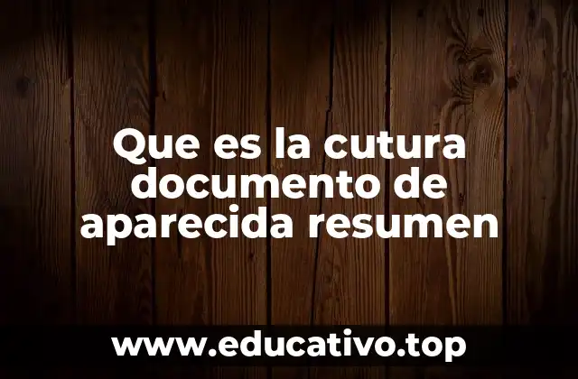 Que es la cutura documento de aparecida resumen