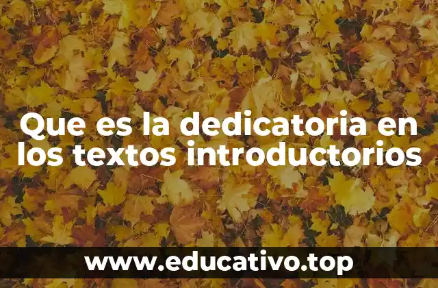 Que es la dedicatoria en los textos introductorios