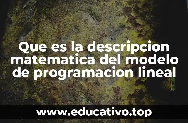 Que es la descripcion matematica del modelo de programacion lineal