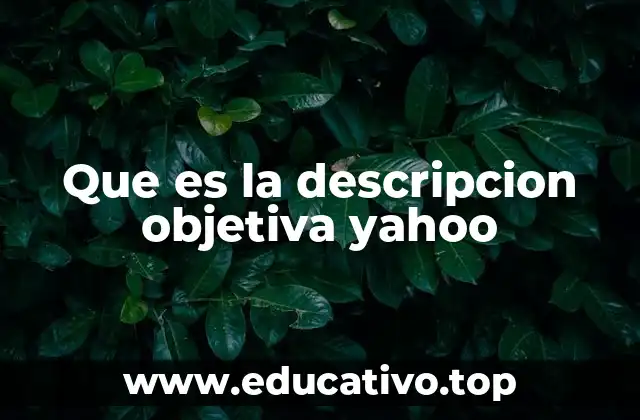 Que es la descripcion objetiva yahoo
