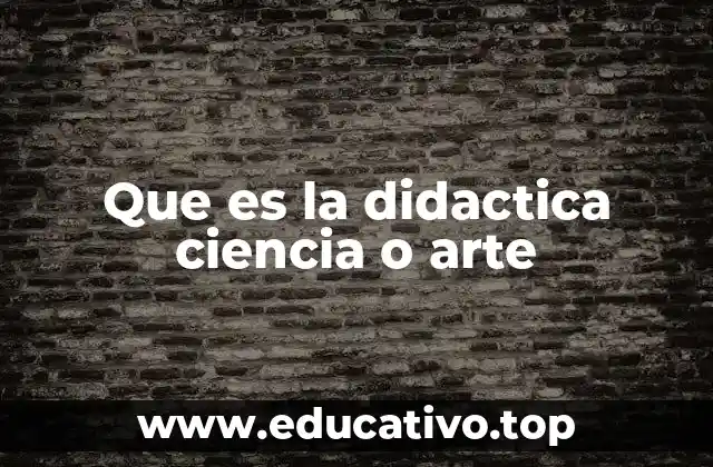 Que es la didactica ciencia o arte