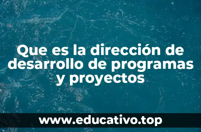 Que es la dirección de desarrollo de programas y proyectos