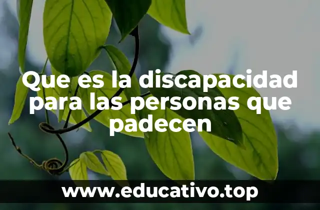 Que es la discapacidad para las personas que padecen