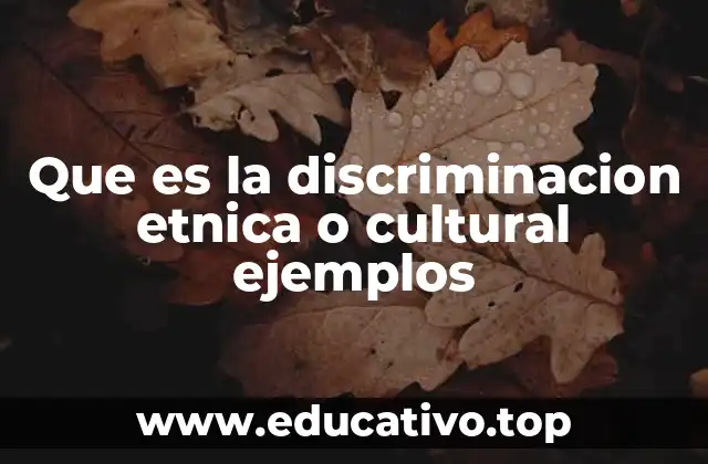 Que es la discriminacion etnica o cultural ejemplos