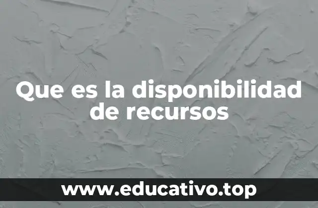 Que es la disponibilidad de recursos