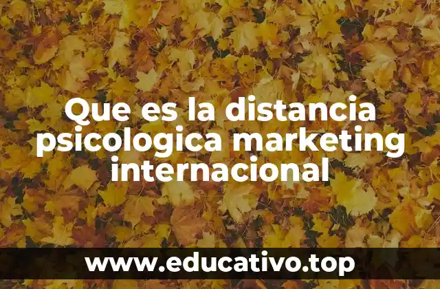Que es la distancia psicologica marketing internacional