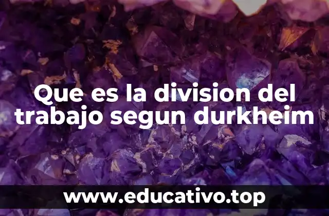 Que es la division del trabajo segun durkheim