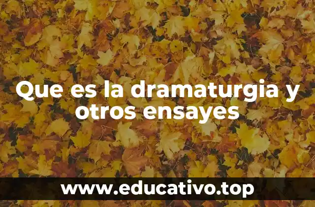 Que es la dramaturgia y otros ensayes