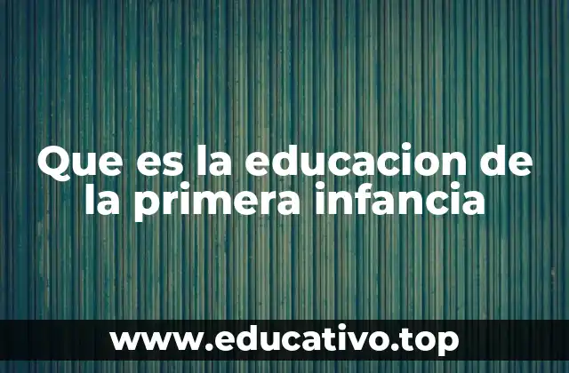 Que es la educacion de la primera infancia