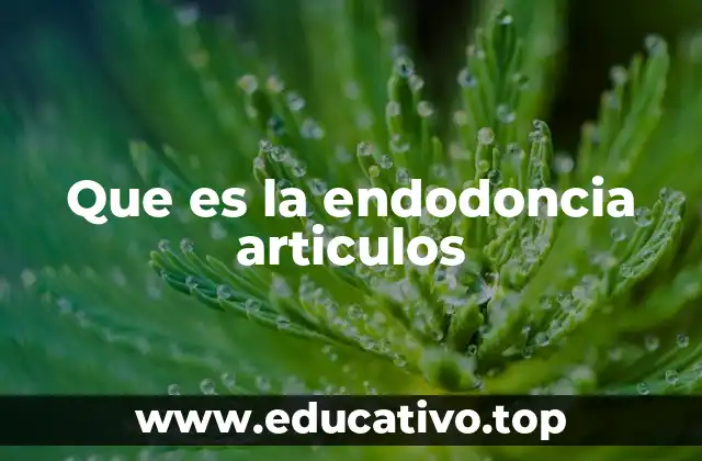 Que es la endodoncia articulos