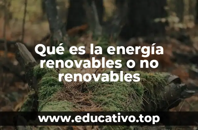 Qué es la energía renovables o no renovables