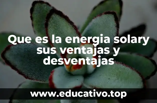 Que es la energia solary sus ventajas y desventajas