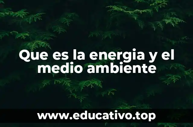 Que es la energia y el medio ambiente