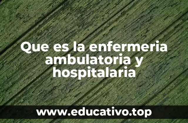Que es la enfermeria ambulatoria y hospitalaria