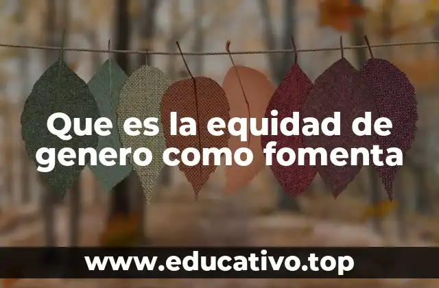 Que es la equidad de genero como fomenta