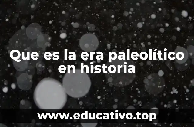 Que es la era paleolítico en historia