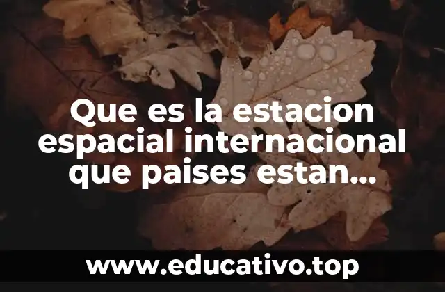 Que es la estacion espacial internacional que paises estan involucrados
