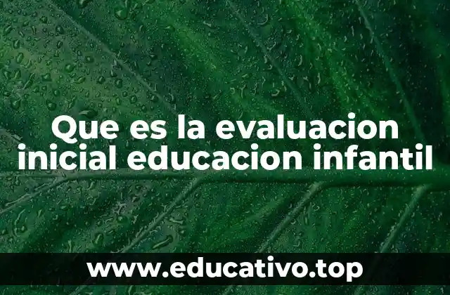 Que es la evaluacion inicial educacion infantil