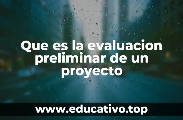 Que es la evaluacion preliminar de un proyecto