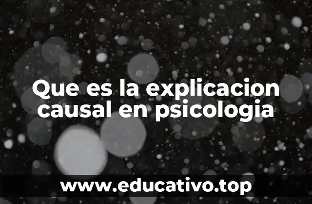 Que es la explicacion causal en psicologia