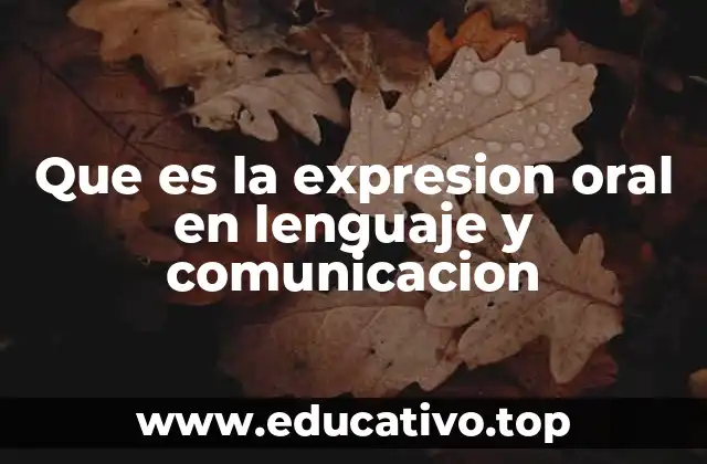 Que es la expresion oral en lenguaje y comunicacion