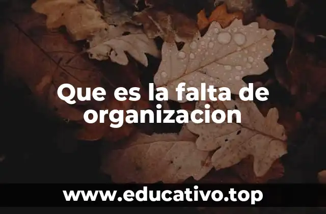 Que es la falta de organizacion