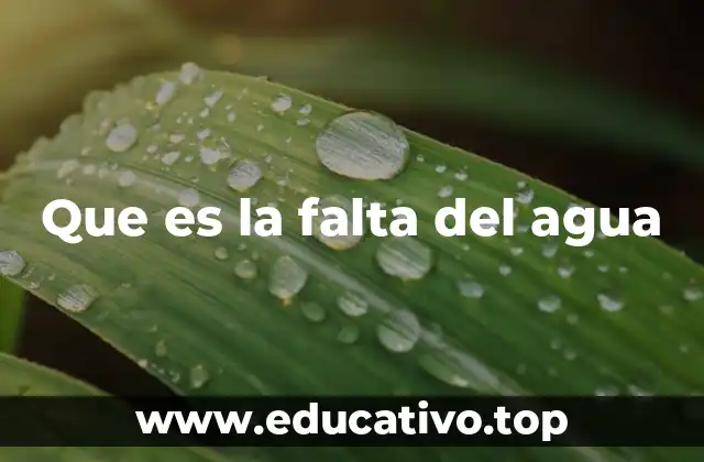 Que es la falta del agua
