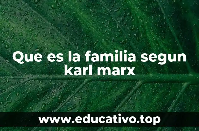 Que es la familia segun karl marx