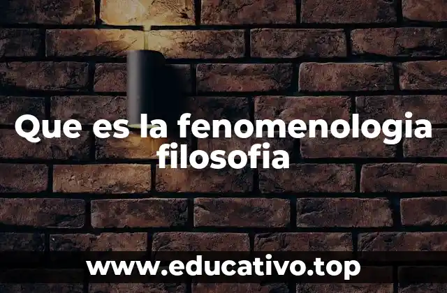 Que es la fenomenologia filosofia