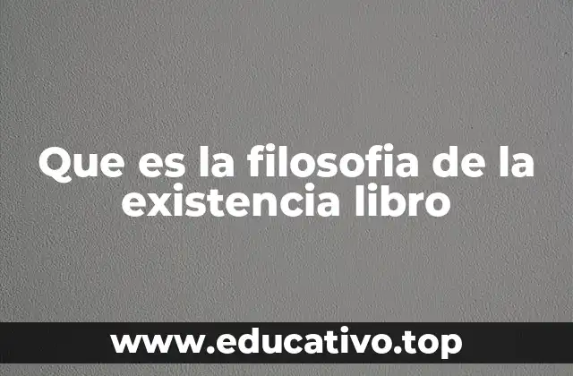 Que es la filosofia de la existencia libro