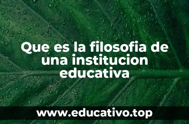 Que es la filosofia de una institucion educativa