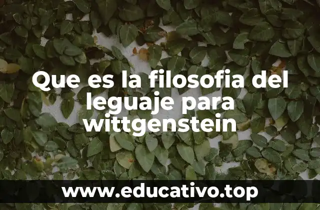 Que es la filosofia del leguaje para wittgenstein