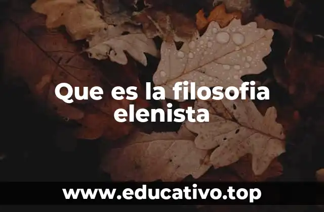 Que es la filosofia elenista