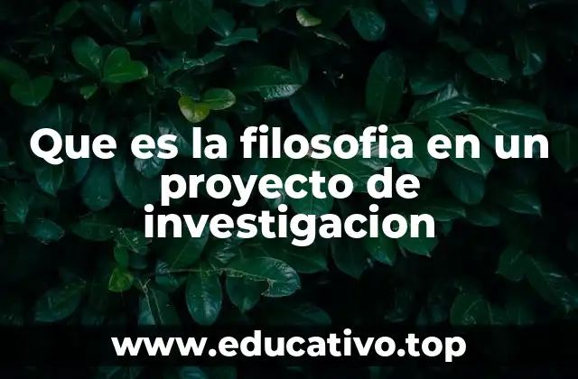 Que es la filosofia en un proyecto de investigacion