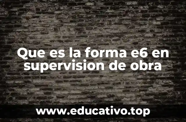 Que es la forma e6 en supervision de obra