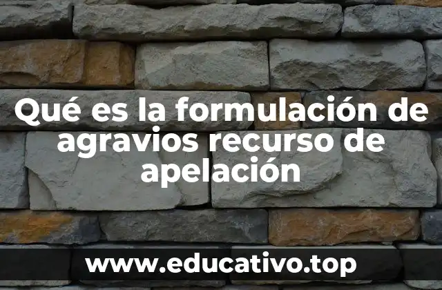 Qué es la formulación de agravios recurso de apelación