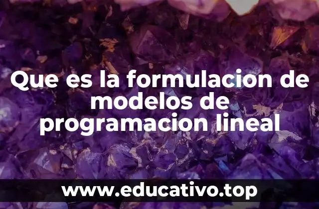 Que es la formulacion de modelos de programacion lineal