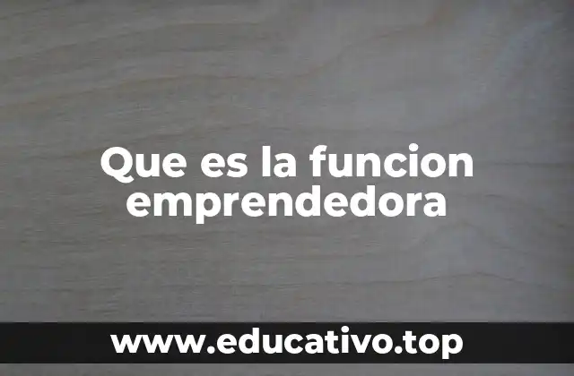 Que es la funcion emprendedora