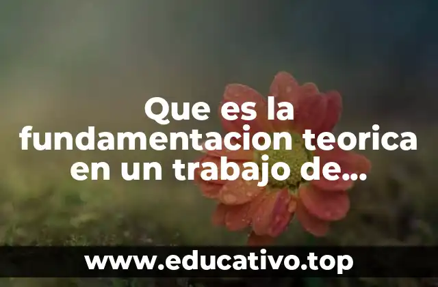 Que es la fundamentacion teorica en un trabajo de investigacion