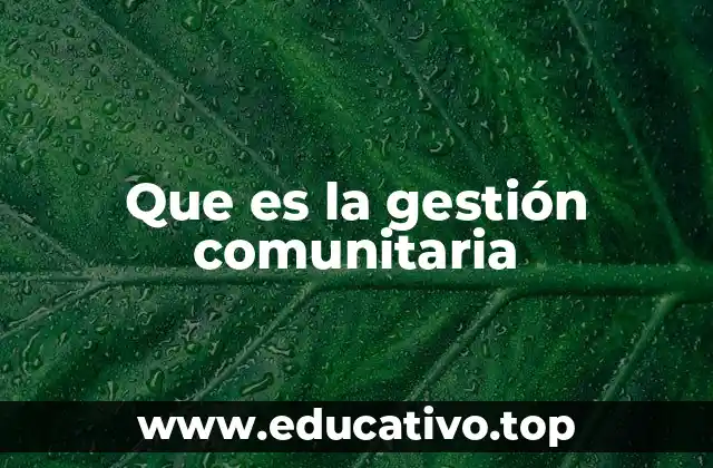Que es la gestión comunitaria