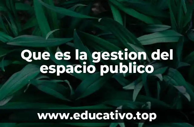 Que es la gestion del espacio publico