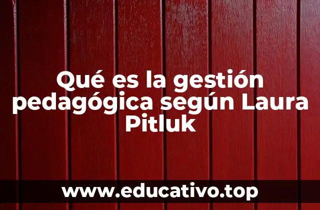 Qué es la gestión pedagógica según Laura Pitluk