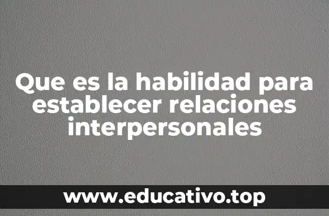 Que es la habilidad para establecer relaciones interpersonales