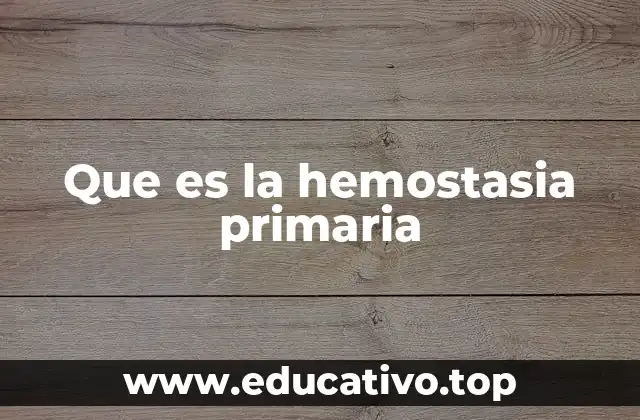 Que es la hemostasia primaria