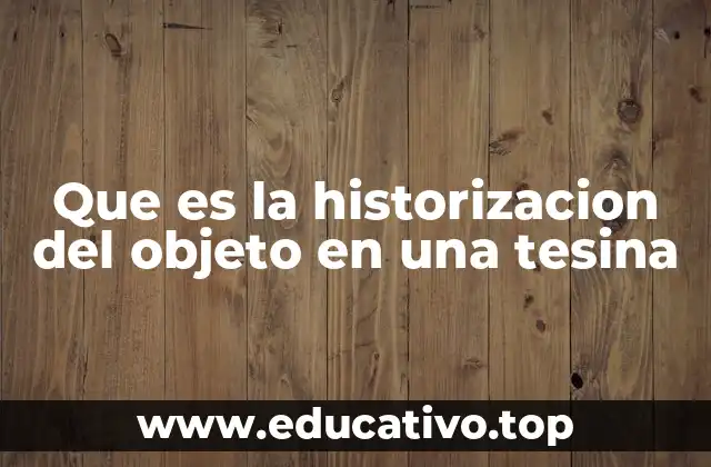 Que es la historizacion del objeto en una tesina