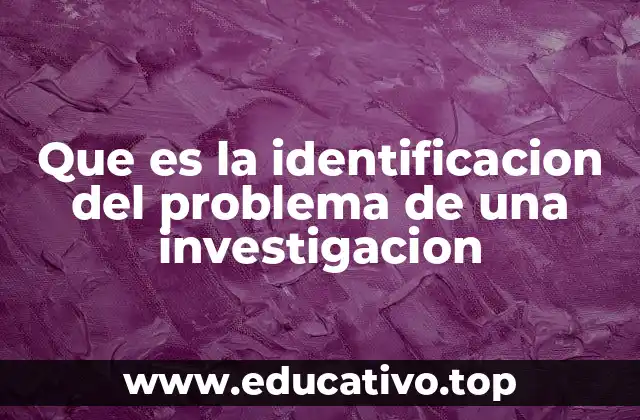 Que es la identificacion del problema de una investigacion
