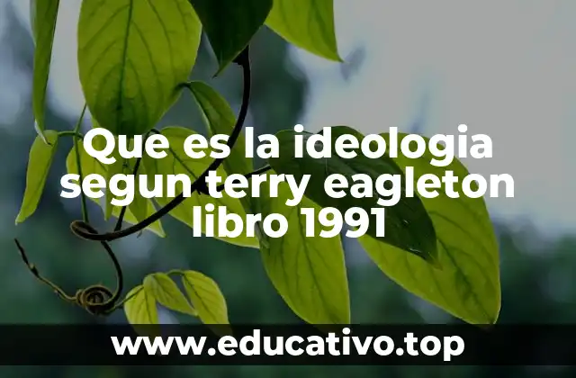 Que es la ideologia segun terry eagleton libro 1991