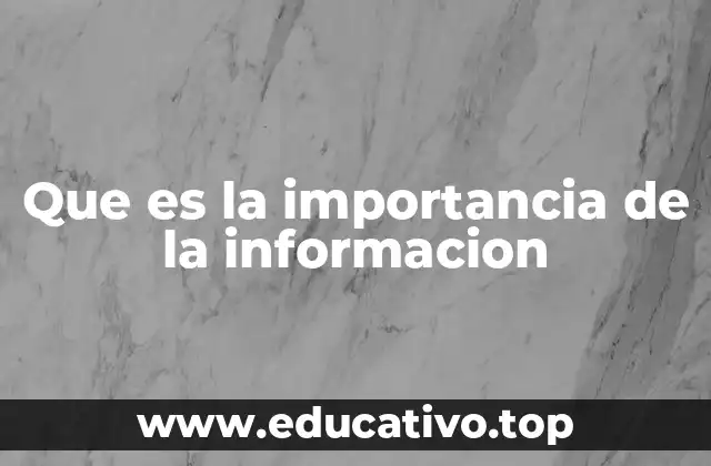 Que es la importancia de la informacion
