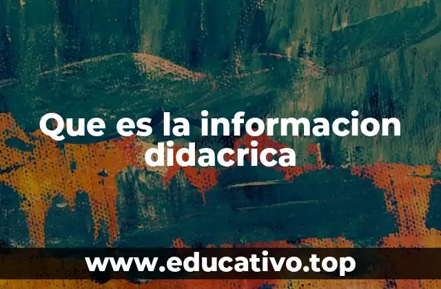 Que es la informacion didacrica