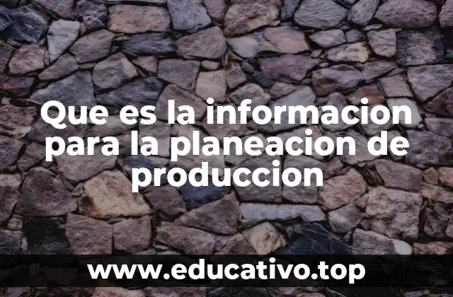 Que es la informacion para la planeacion de produccion